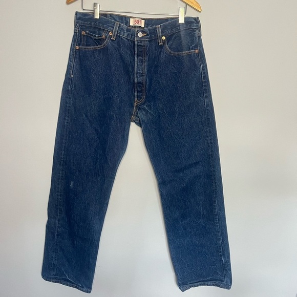 Levi’s 501 XX Dark Wash Straight Leg Button Fly Jeans 36x32 - Picture 2 of 6